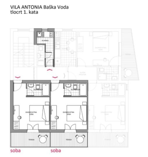 Villa Antonia Baška Voda Exteriör bild